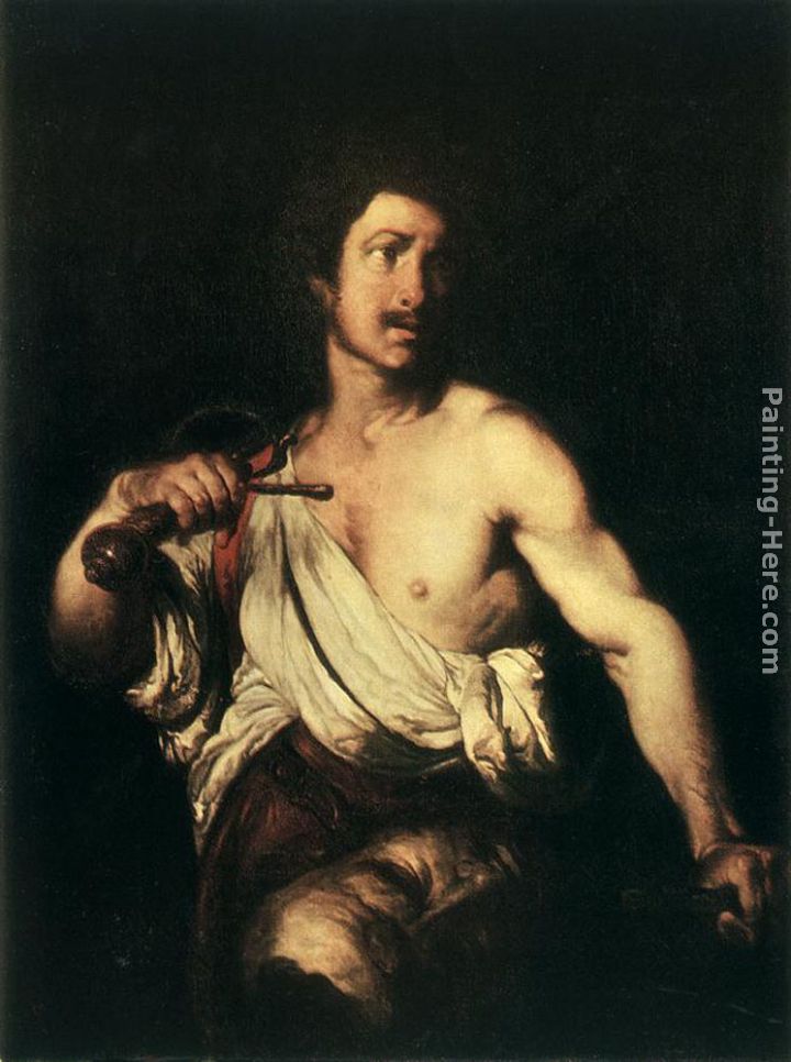 David with the Head of Goliath painting - Bernardo Strozzi David with the Head of Goliath art painting